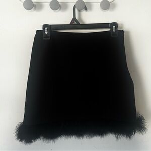 Express Black Mini Skirt with Fur Trim